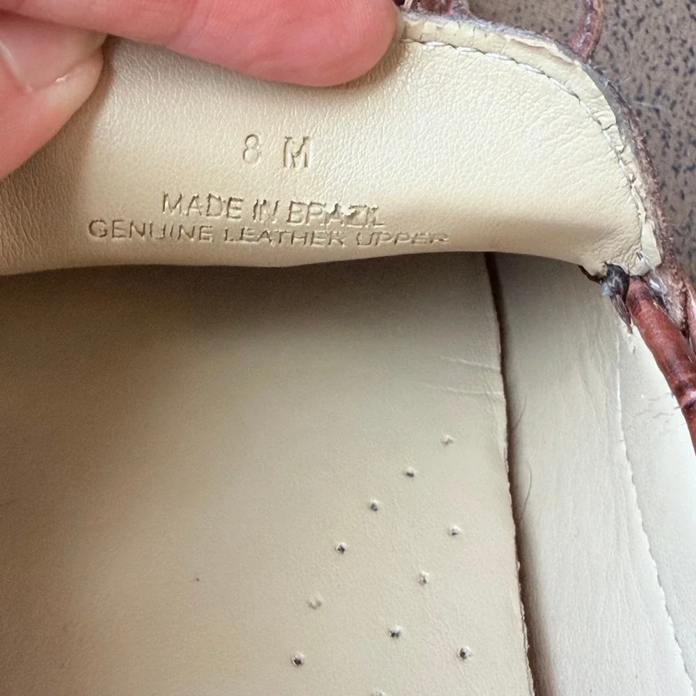 CTalbots Brown‎ Croc Embossed Leather Driving Loafers Classic Womens 8M